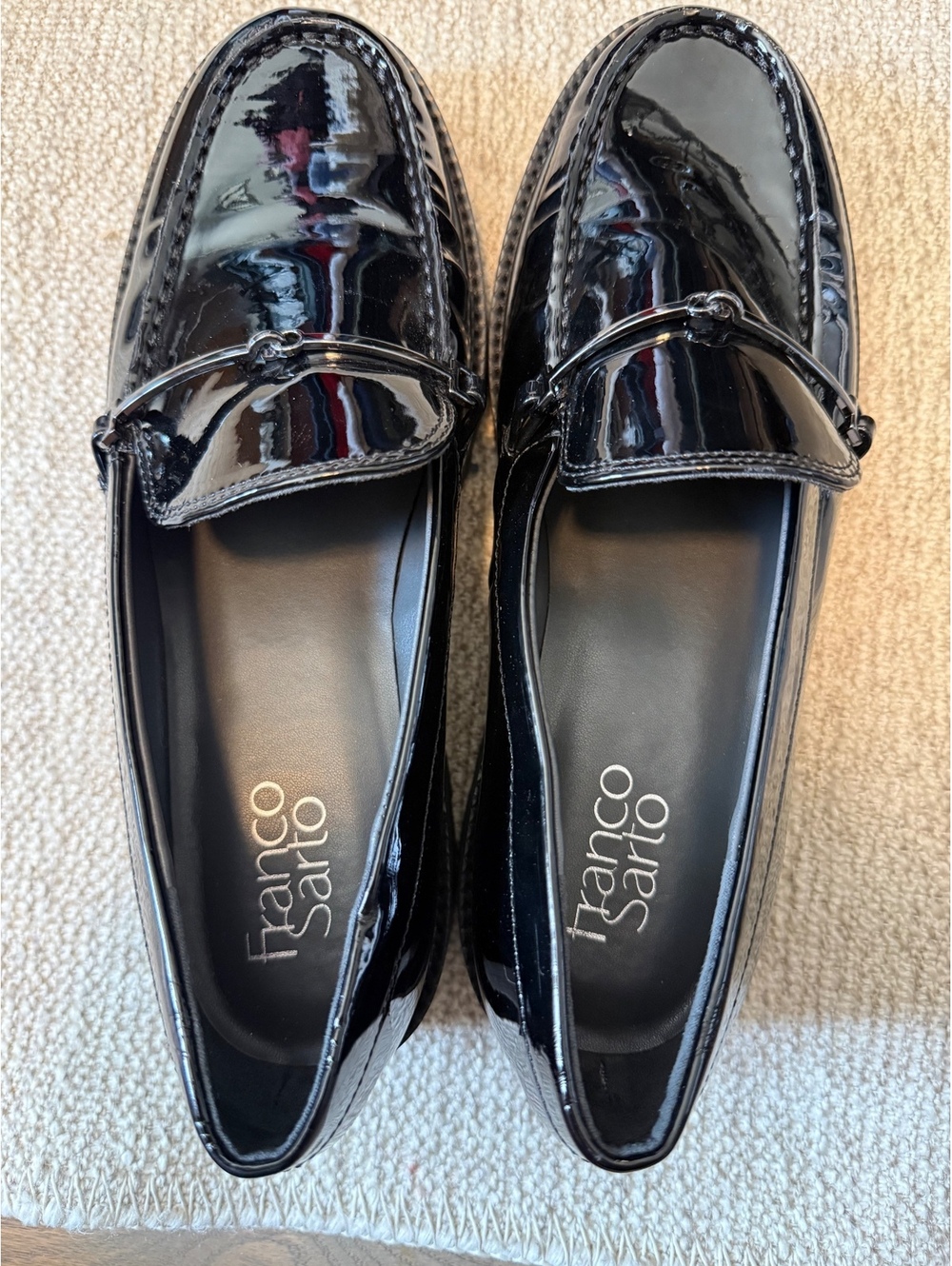 Franco Sarto Women's Black Patent Leather Loafers Size 8W - Picture 7 of 10